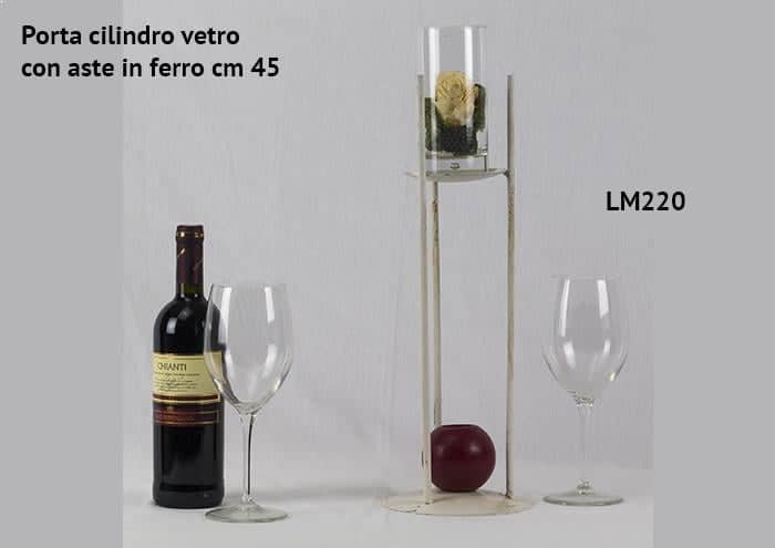 Porta cilindro vetro con aste in ferro 45 cm - Strutture per addobbi floreali