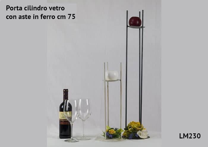 Porta cilindro vetro con aste in ferro 75 cm - Strutture per addobbi floreali