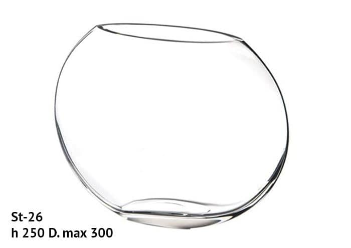 Vaso vetro forma sferica schiacciata alto 25 cm