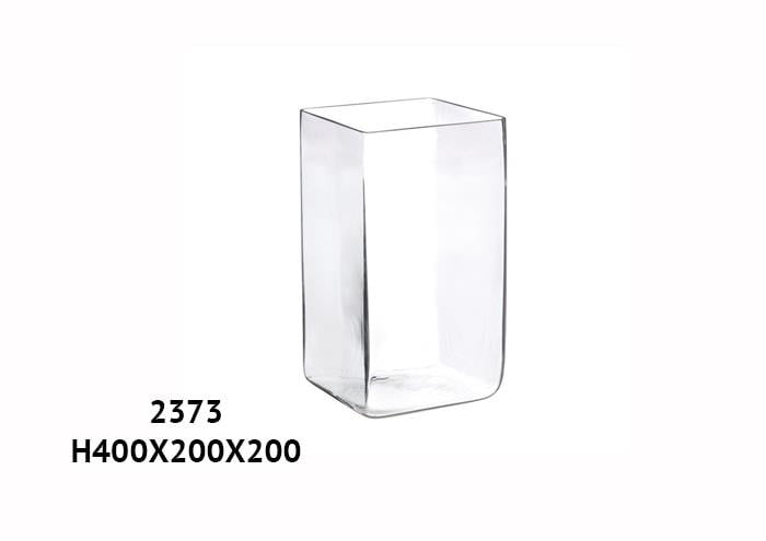 Vaso prisma di vetro quadrato taglio freddo cm 20x20 h40