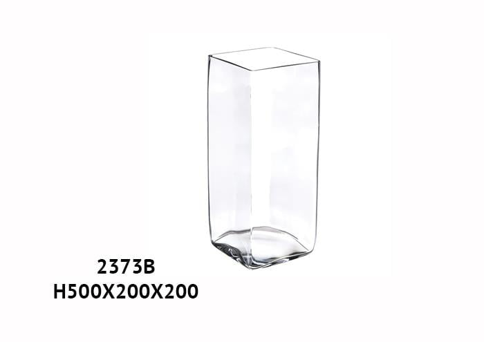 Vaso prisma di vetro quadrato taglio freddo cm 20x20 h50