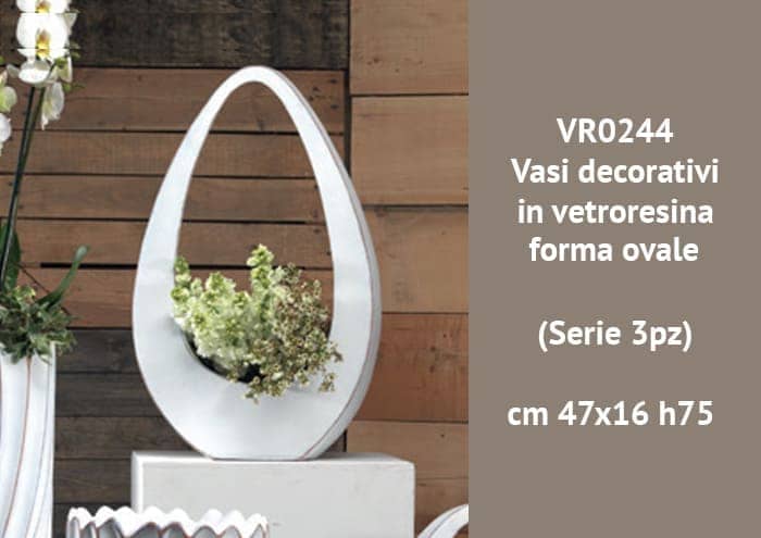 Vasi decorativi in vetroresina forma ovale h75 cm