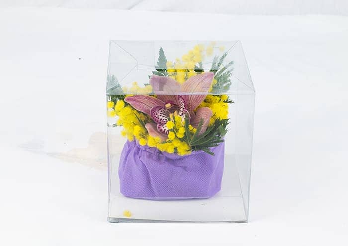 Porta sushi di fiori mini in tessuto non tessuto con scatola pvc