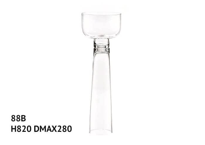 Coppa vetro con gambo cavo lungo alta 82 cm