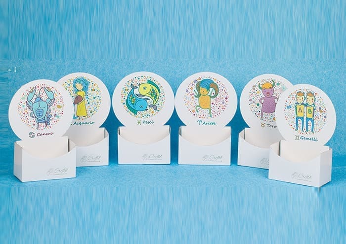 Scatole personalizzate con sticker colorati segno Ariete - Creflò Symbol