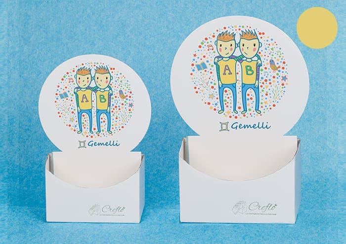 Scatole personalizzate con sticker colorati segno Gemelli - Creflò Symbol - medio