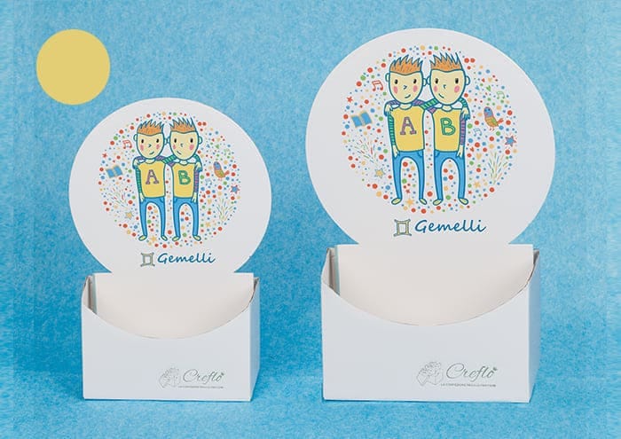 Scatole personalizzate con sticker colorati segno Gemelli - Creflò Symbol - piccolo