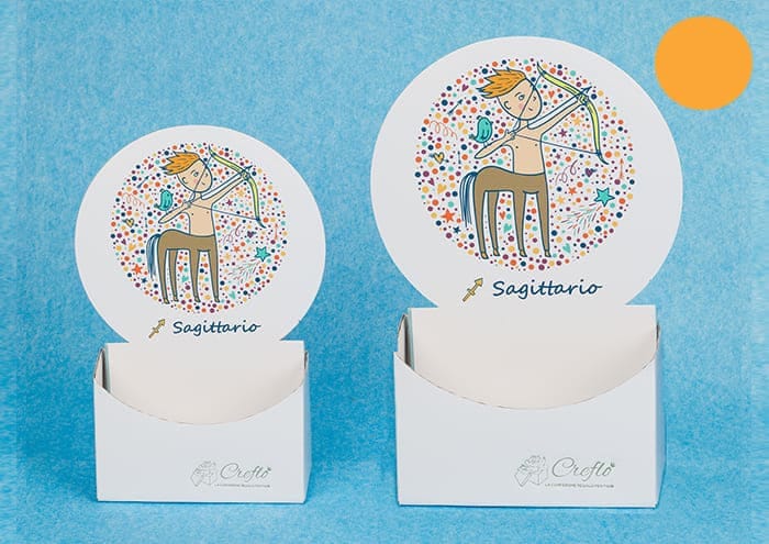 Scatole personalizzate con sticker colorati segno Sagittario - Creflò Symbol - medio