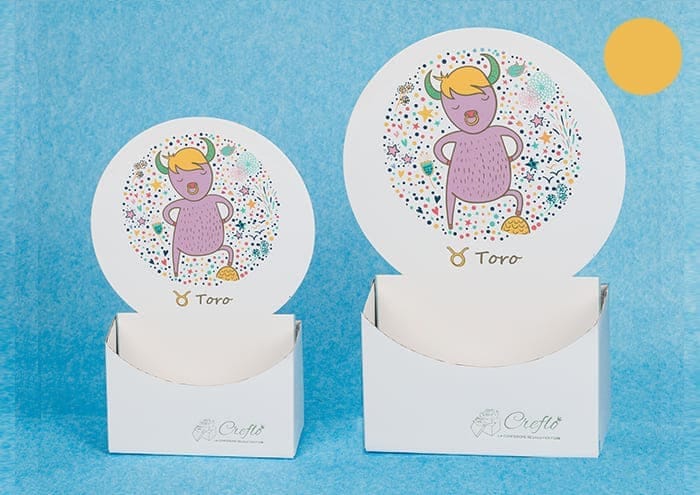 Scatole personalizzate con sticker colorati segno Toro - Creflò Symbol - medio