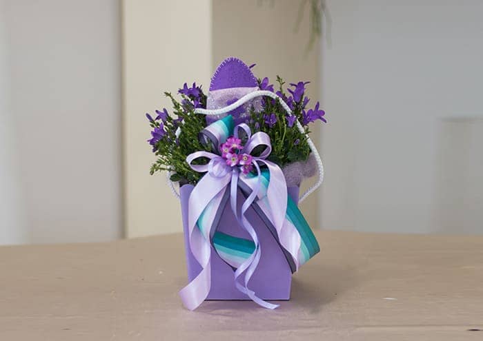 Scatole regalo per piante colore lilla con campanule