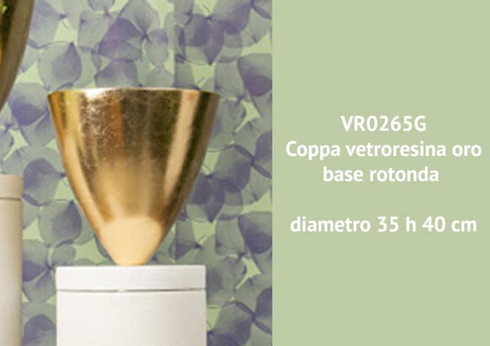 Coppa vetroresina oro base rotonda alta 40 cm