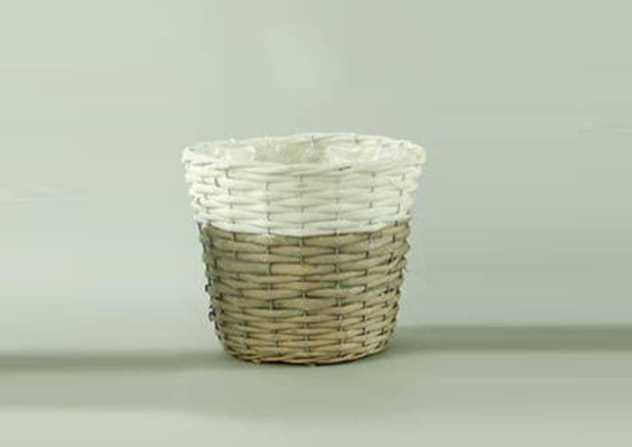Immagine-e-commerce-Cesto di vimini bianco e naturale per piante vaso 20 cm