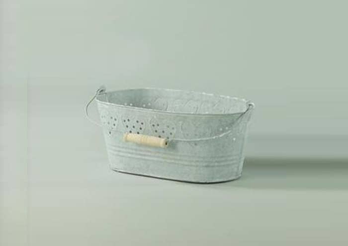 Immagine e commerce Serie 6 Contenitori latta ovale traforata con manico x2 piante vaso 14 cm