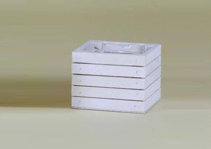 Immagine e commerce Cassette di legno quadrate bianche a doghe strette per vaso 12 cm