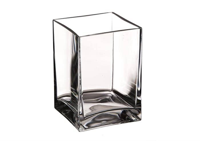Immagine-e-commerce-Vaso prisma di vetro quadrato con fondo spesso alto 15 cm