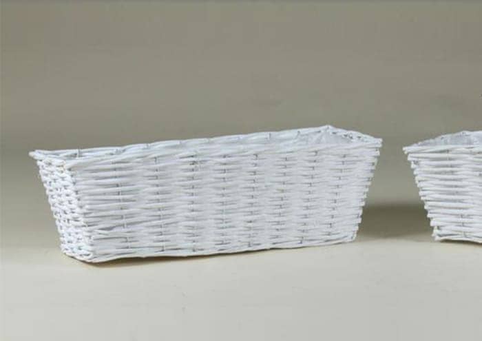 Immagine e-commerce Cassetta rettangolare vimini bianco cm 53x23 h16
