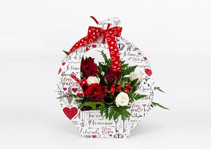 Love bag - Flower bag con sagoma cuore fantasia parole d amore