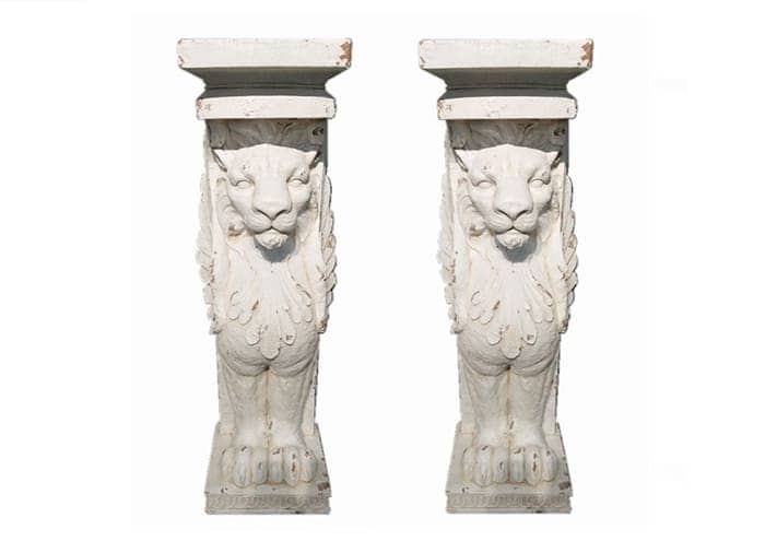 Immagine e commerce Tavolo in legno con 2 colonne in fiberclay leone stile grecia alto 119 cm