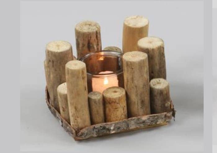 Immagine e commerce Porta candele legno e vetro con listelli cm 15x15 h10