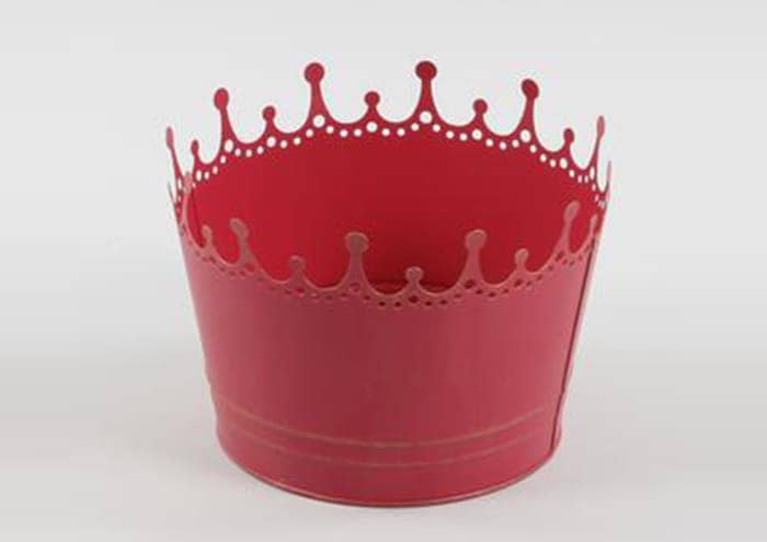 Immagine e commerce Ciotola tonda latta rossa decoro corona diametra 20 cm