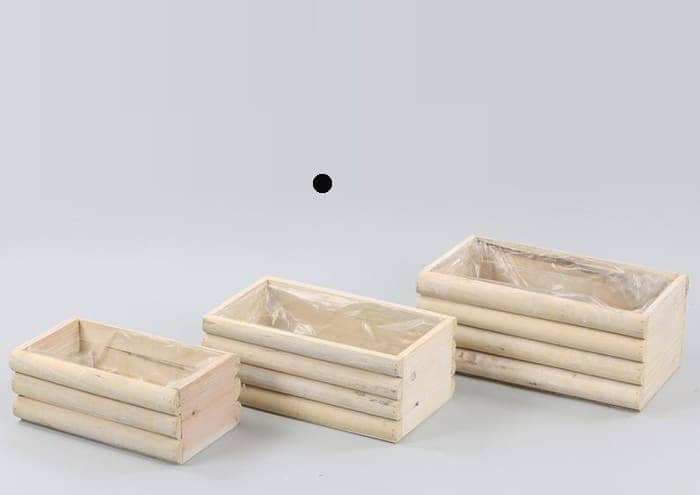 Immagine e commerce Cassetta legno naturale con listelli arrotondati cm 30x16 h14