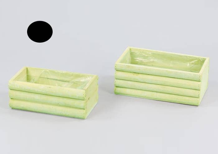 Immagine e commerce Cassette di legno listelli arrotondati colore verde per 2 vaso 12 cm