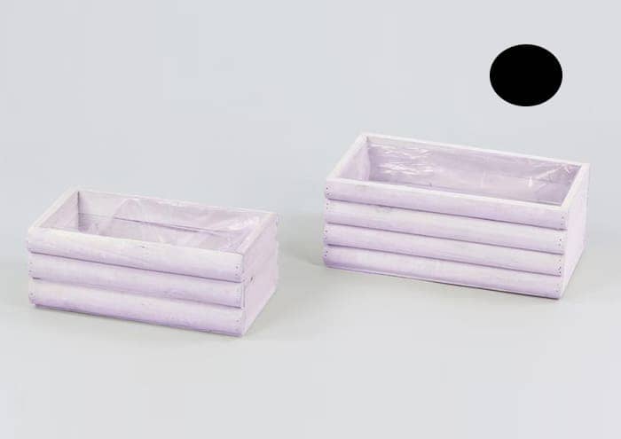 Immagine e commerce Cassette di legno listelli arrotondati colore lilla per 2 vaso 14 cm