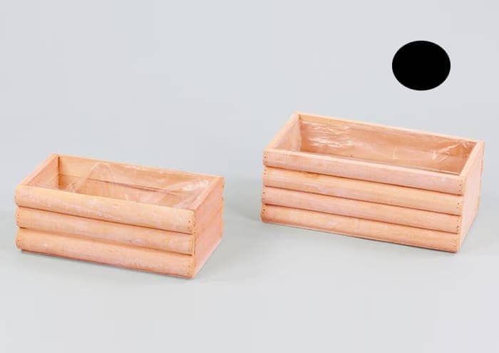 Immagine e commerce Cassette di legno listelli arrotondati color salmone verde per 2 vaso 14 cm