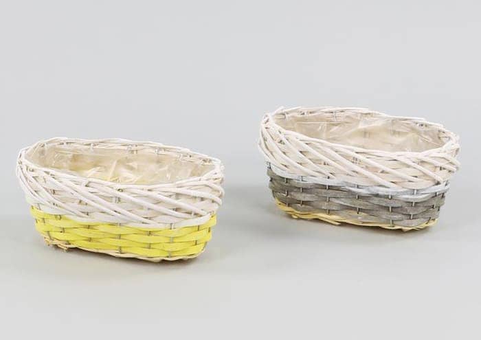 Immagine e commerce Serie 2 cesti ovali bicolore giallo grigio per 2 vaso 10 cm
