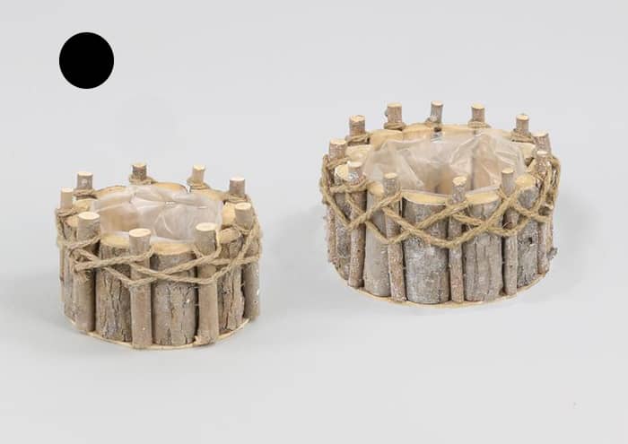 Immagine e commerce Contenitori in legno tondi con cordino intrecciato cm 14 h12