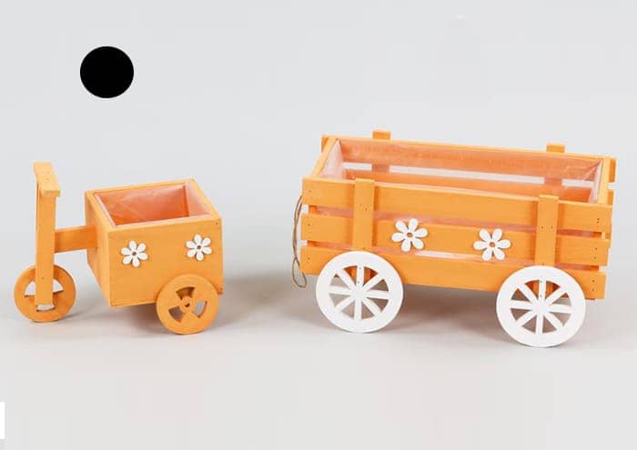 Immagine e commerce Portavaso legno arancio forma carrretto per vaso 10