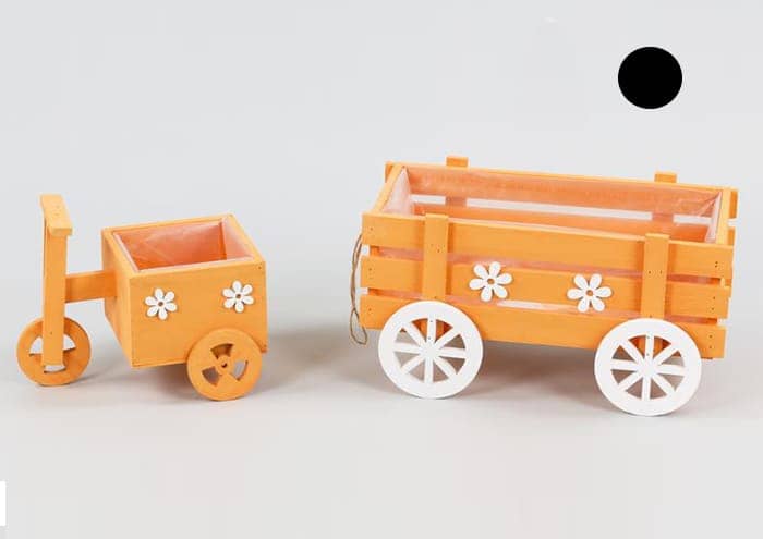 Immagine e commerce Cassetta in legno per fiori forma carretto colore arancio