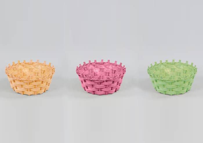 Immagine e commerce Serie 3 cesti vimini e legnetti tondi colorati diametro cm 32