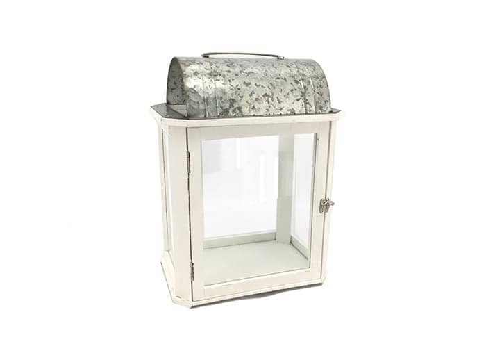 Immagine e commerce Lanterna bianca legno forma rettagolare tetto tondo cm 32x22 h44