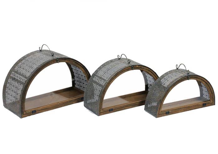 Immagine e commerce Serie 3 lanterne metallo traforato colori naturali forma mezzaluna