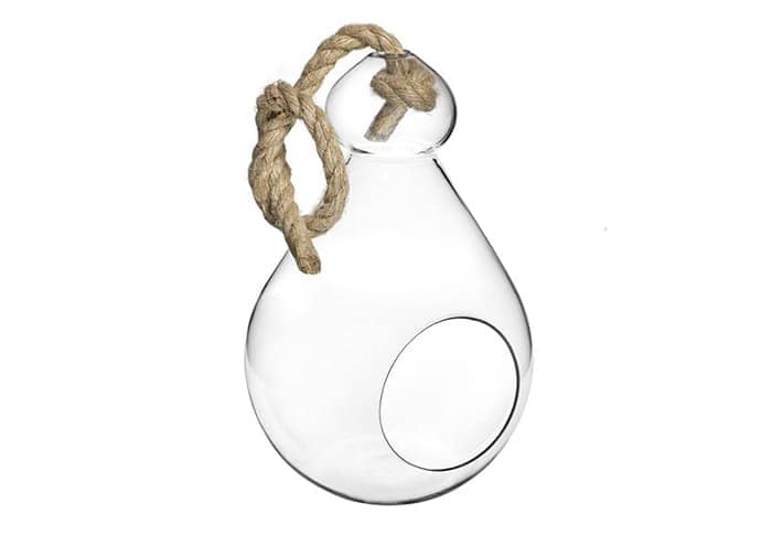 Immagine e commerce Vaso da appendere vetro foro anteriore corda grezza diametro 14 h22 cm
