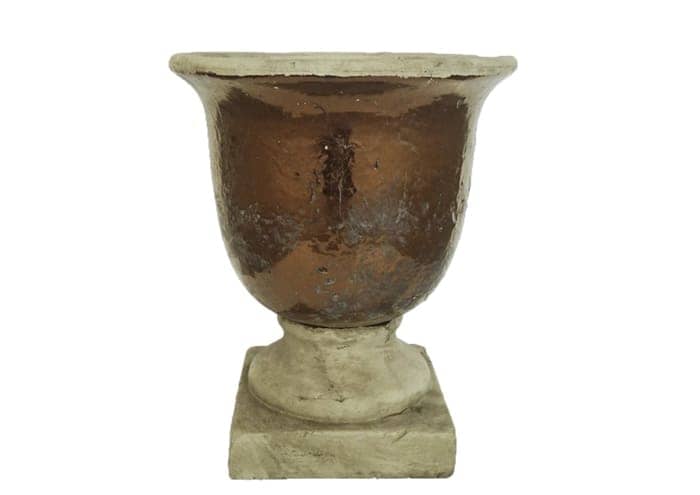 Immagine e commerce Vaso in cemento decorativo con piede colore bronzo grigio cm 41 h48