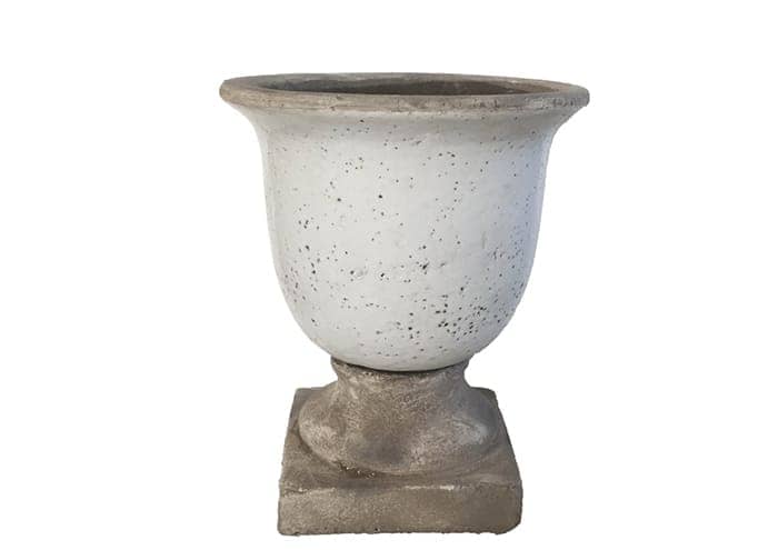 Immagine e commerce Vaso in cemento decorativo con piede colore bianco grigio cm 41 h48