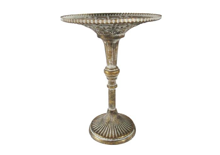 Immagine e commerce Alzatina oro metallo anticato con decori e incisioni cm 30 h41
