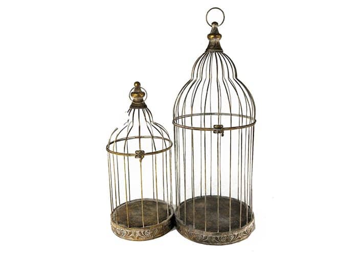 Immagine e commerce Serie 2 gabbiette tonde in metallo oro alte cm 49-65