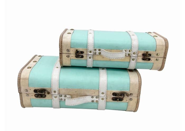 Immagine e commerce Serie 2 Valige decorative legno ecopelle verde tiffany