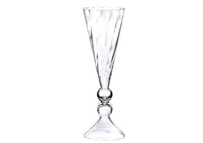 Immagine e commerce Vaso di vetro alto forma conica con piede effetto ottico cm 25 h72