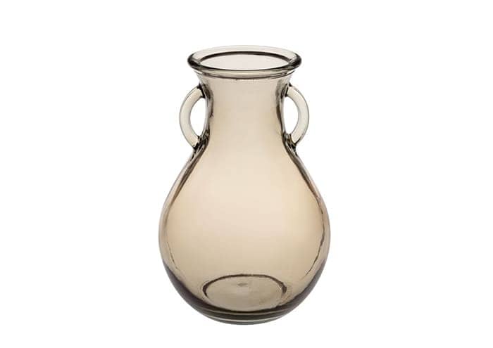 Immagine e commerce Anfora vetro colorato portafiori tortora con manici cm 16 h24