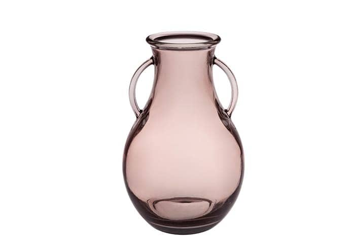 Immagine e commerce Anfora vetro colorato portafiori rosa con manici cm 16 h24