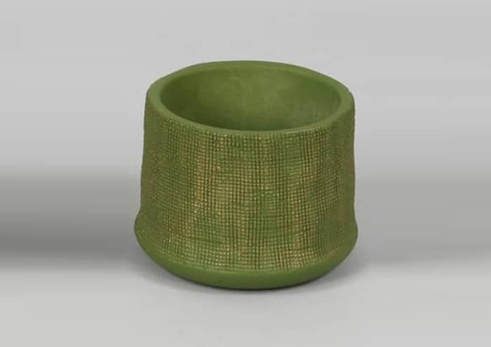 Immagine e commerce Portavaso in cemento con decori oro per piante vaso 10 cm-Verde