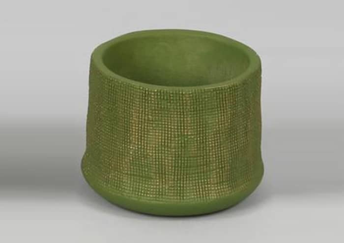Immagine e commerce Portavaso in cemento con decori oro per piante vaso 12 cm-Verde
