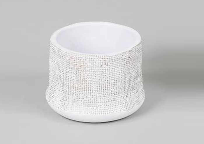 Immagine e commerce Portavaso in cemento con decori oro per piante vaso 12 cm-Bianco