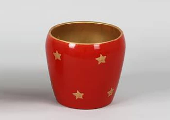 Immagine e commerce Portavaso natalizio rosso stelle oro per piante diametro 14 cm