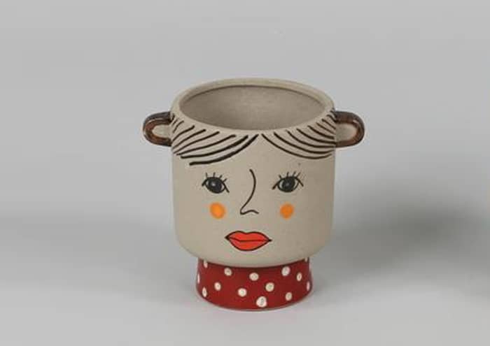 Immagine e commerce Vaso testa forma con orecchie e gote colorate cm 14 h14