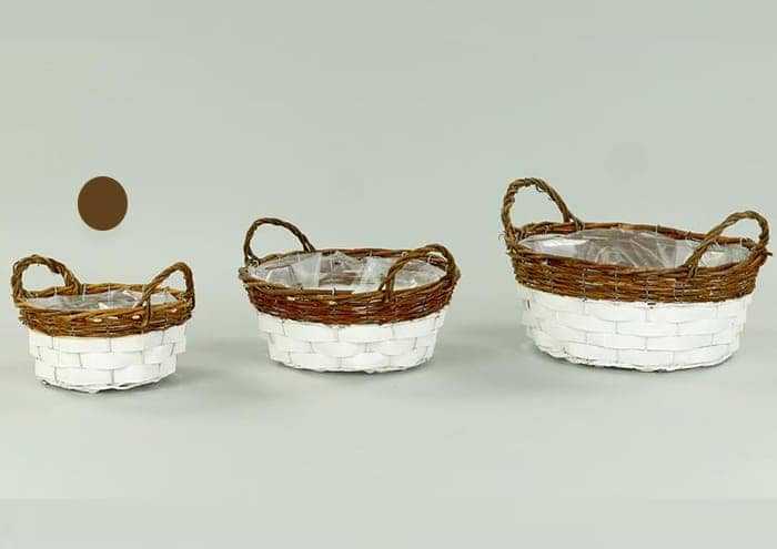 Immagine e commerce Ciotola vimini bicolore bianco marrone diametro 21 h10 cm